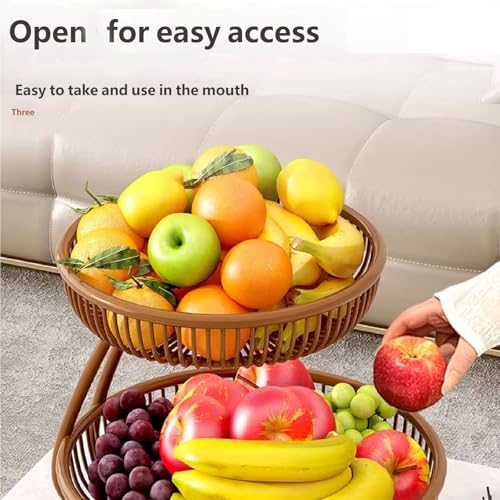 Cesta de frutas de hierro de metal negro con dos pisos para mesa de cocina 5