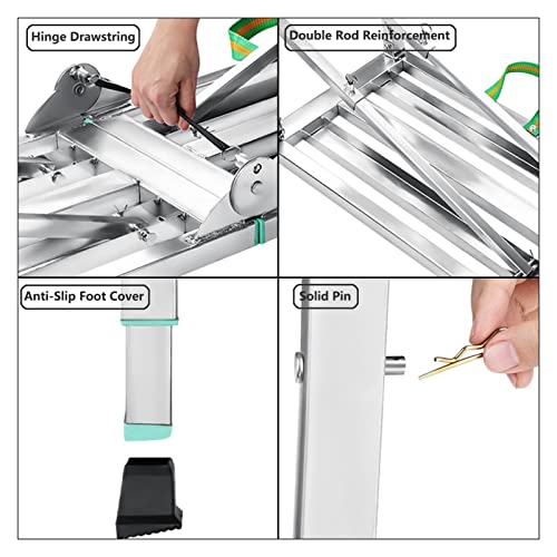 Wglawl Scaffolding Equipment, Portable Folding Scaffolding, Multipurpose Work Platform Scaffold Tower Ladder Stool Work Bench, 882 Lbs Load, Galvanized Steel (Size : 5.91Ft) #TOP4