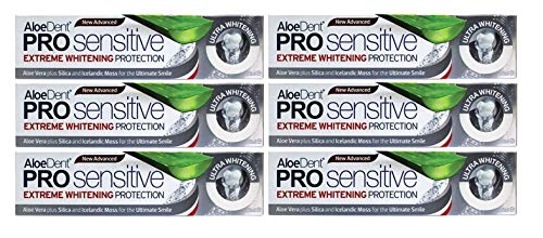 AloeDent Aloe Vera Pro Sensitive Extreme Whitening Protection New Advanced Toothpaste for The Ultimate Smile 75ml X 6