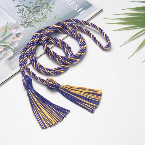 Image of ONUPGO Purple Gold Graduation Cord, Graduation Honor Cords Rayon Braided Tassel Cord for 2026, 68 inch Polyester Yarn Long Robe Honor Rope for Graduation Students, Bachelor Gown
