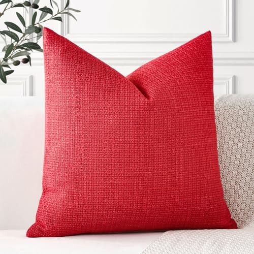 Artscope Linen Cushion Covers Set of 1 Decorative Square Pillowcase Pillow Cover 24x24 Inch for Home Decor Sofa Bedroom Car 60x60cm Red - Image 4