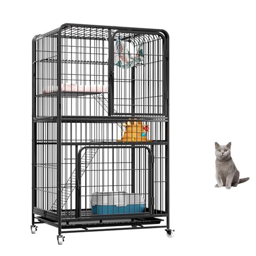Grand parc pour chat amovible intérieur et extérieur sur roulettes H