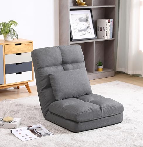 FLOGUOOR Bodenstuhl mit Rückenlehne, Bodensofa 14 Stufig...