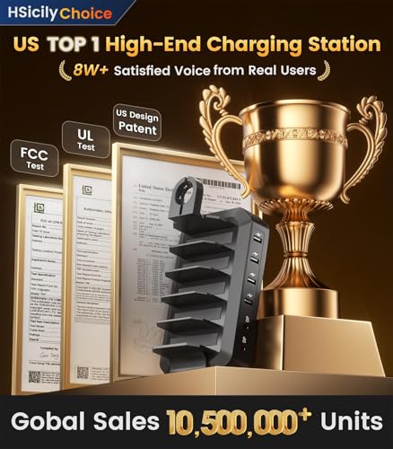 95W Fast Charging Station for Multiple Devices, 6-Port USB Charging Dock - image 2