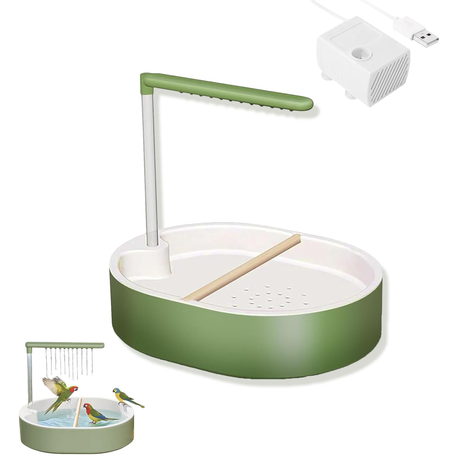 Xanadued Parrot Shower, Automatic Parakeet Bird Bath with Pump, Large Bird Shower Fountain, Bird Bath for Parakeets for Pet Birds, Conure, Cockatoo, Budgie, Lovebird, Finches