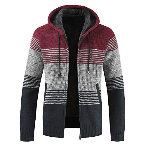 Veste à Capuche Homme Tricots Couleur Assortie épaississement extérieur Automne et Hiver Chaud Sport Loisirs Pull Manteau Medium Cover