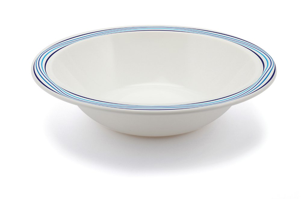 Harfield 17.3cm Polycarbonate Rimmed Patterned Bowl Blue Swirls (Pack of 4)