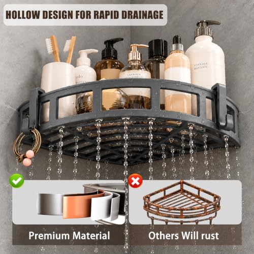 Shower Caddy Hanging 2 Pack, Rustproof Adhesive Corner Shower Shelves - image 5
