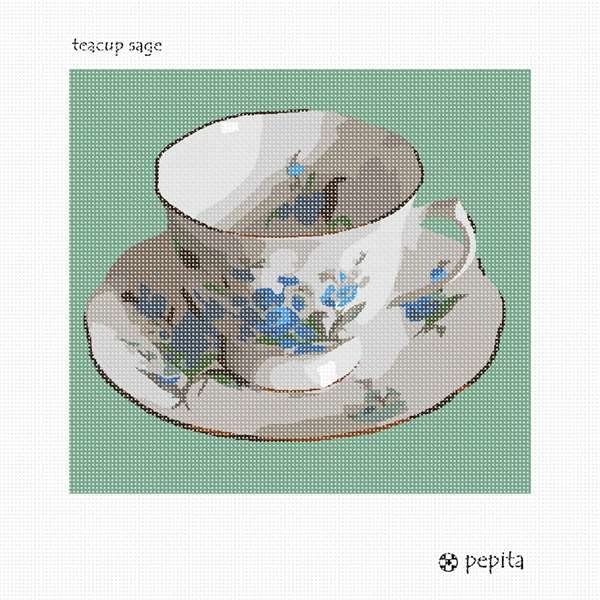 Pepita Needlepoint kit: Teacup Sage, 10