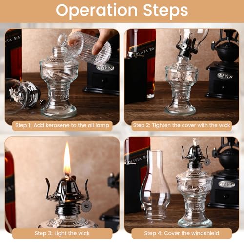 Image of 2 Pcs Oil Lamps for Indoor Use, Hurricane Kerosene Lamp, Transparent