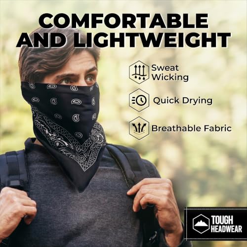 Image of Tough Headwear Paisley Bandana Head Wrap, Scarf Large 21x21 (12 Pack - Black)