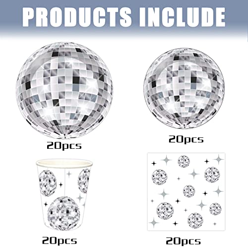 70S Disco Ball Party Decorations Tableware For 20 Guests Disposable Disco Plates And Napkins Party Supplies Disco Ball Paper Plate Disco Cups And Cocktail Napkins For Disco Bachelorette Birthday #TOP1