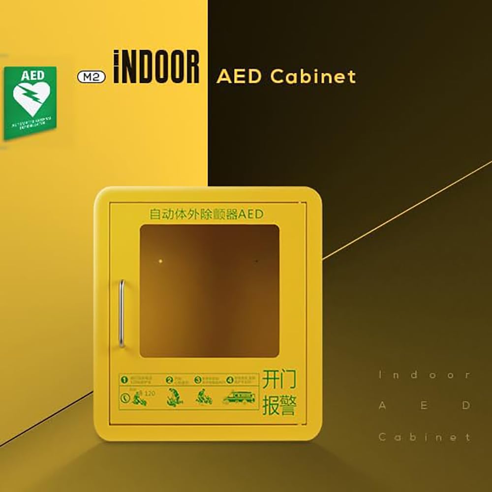 Armadietto per defibrillatore AED, Mobiletto for defibrillatore semiautomatico esterno, finestra in vetro trasparente e design con angoli arrotondati for ufficio domestico aree pubbliche