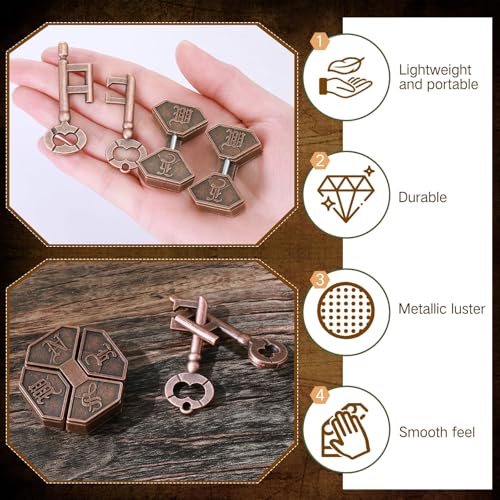 Image of 2-4Pcs Metal Puzzles, 3D Puzzles Brain Teaser Set, IQ Logic Mind Game, Fun Indoor and Outdoor Activity for Teens, Family and School Events (2pcs(Brown))