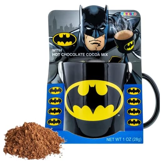 DC Comics Batman Jumbo Mug Gift Set with Hot Chocolate Mix, Christmas Coffee Cup and Cocoa Powder, 1 Ounce