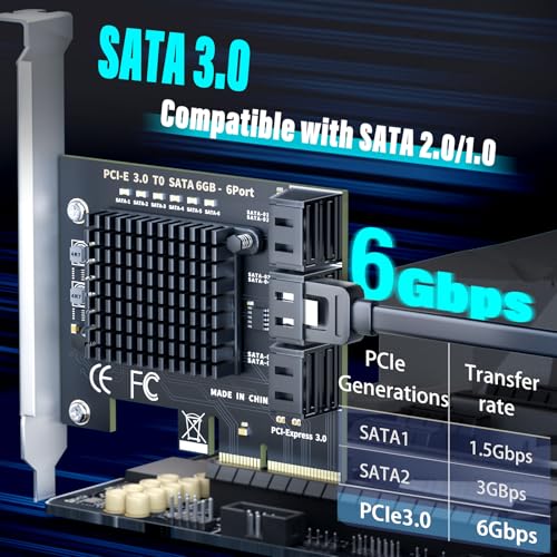 Image of 6-Port SATA Expansion Card (PCIe 3.0 x4 to 6Gbps SATA Card), Compatible with Windows /Mac /Linux /NAS (6 Port-PCIE X4)