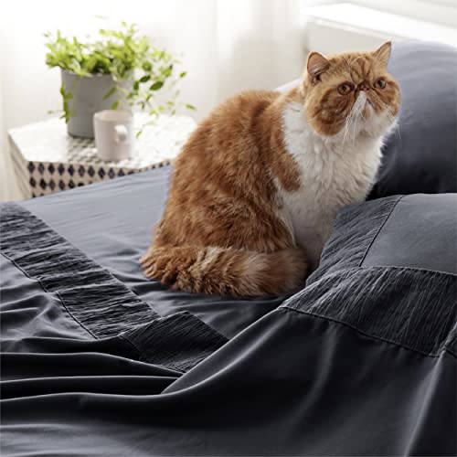 Bedsure Queen Sheets Grey - Soft 1800 Sheets For Queen Size Bed, 4 Pieces Hotel Luxury Queen Sheet Set, Easy Care Polyester Microfiber Cooling Bed Sheet Set #TOP3