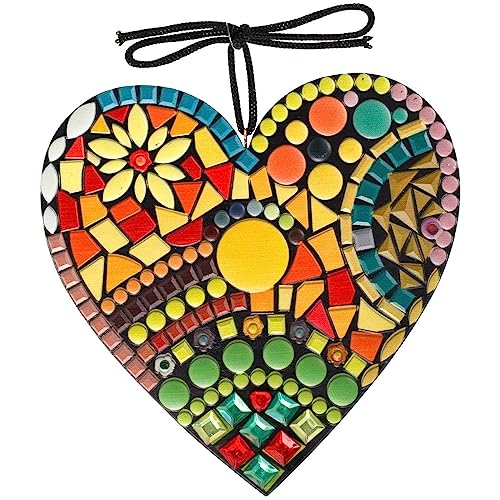 Donboly Large Mosaic Garden Heart Sculpture Decor Ornaments, Resin Colorful Love Garden Decorations, for Indoor Outdoor Home Bedroom Office Garden Large Garden (20cmx20cm)