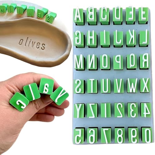 Set de Sellos Alfabeto para Arcilla, Mayúsculas y Minúsculas, Herramientas para Cerámica y Manualidades DIY, Letras en 3D para Tazas y Decoraciones Personalizadas (B)