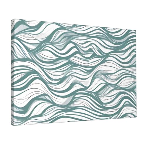 Toile rayures vertes ondulées sans cadre RLDOBOFE tableau moderne - 2