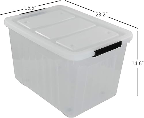 Miniatura 2 de Kekow Caja de almacenamiento grande transparente de 70 L, caja de plástico con ruedas, paquete de 4