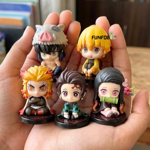 Image of FUNFOB Action Figure Set of 5 Height-4.5cm | Mini Figurine | for Anime Fans PVC Multicolour | Warrior Mini