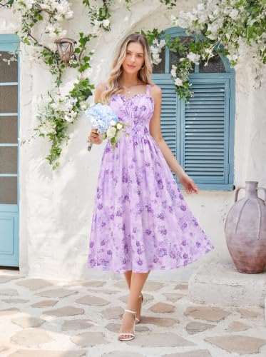 Image of Scarlet Darkness Summer Dresses for Women 2026 Floral Corset Dress Long Milkmaid Dress with Pocket