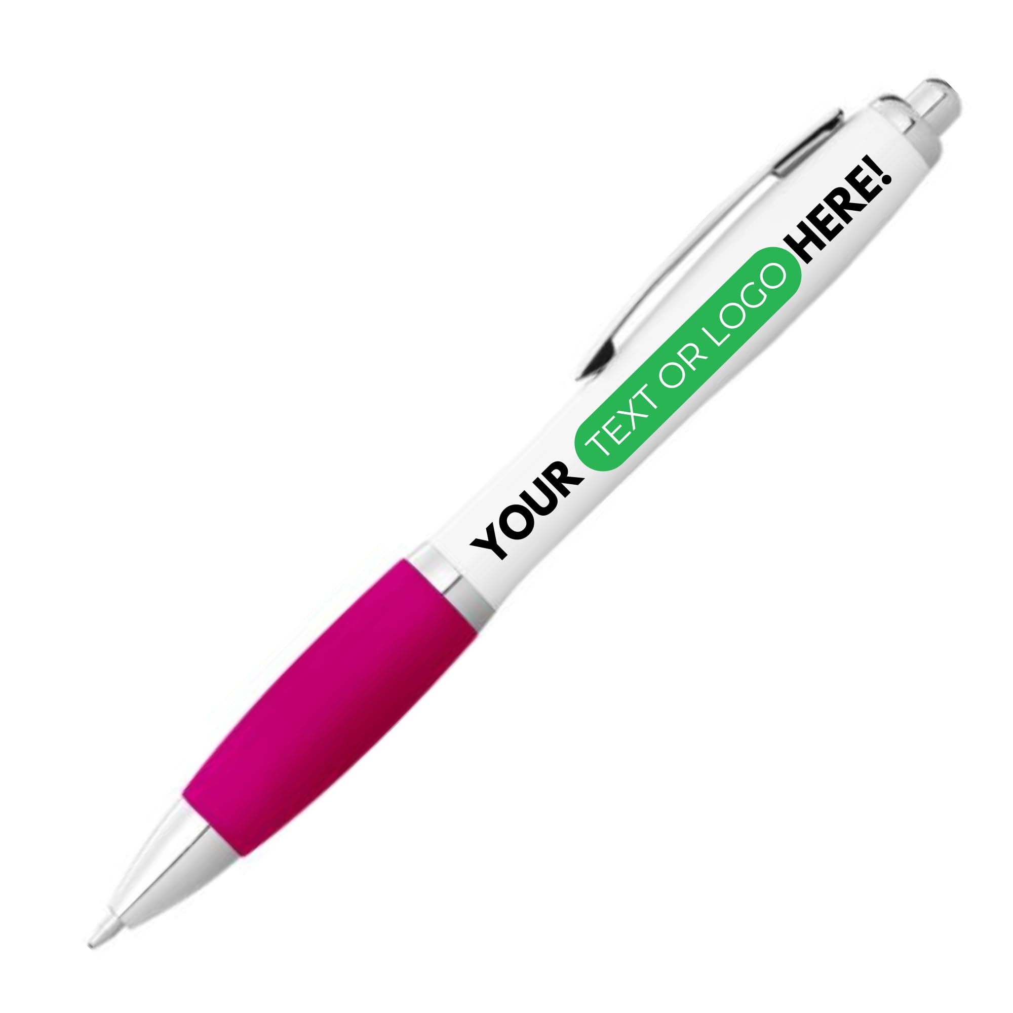 PrintPact Personalised Printed Pens with Any text, Any Colour and Any logo for Promotional, Business and Novelty Gift Use, Black Ink (Pink, 40)