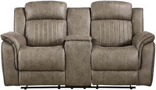 Miniatura 6 de Lexicon Centeroak - Juego de sofá reclinable manual de microfibra de 2 piezas, color marrón arena