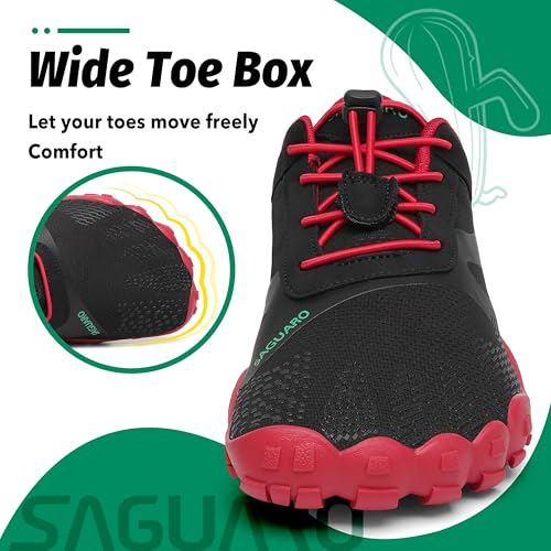 Miniatura 4 de Saguaro Hombre Mujer Zapatillas Barefoot Minimalistas Calzado De Training Ligeras Cmodas Para Caminar Senderismo Ciclismo Trail Running Trekking Playa Agua, Rojo, 42 Eu