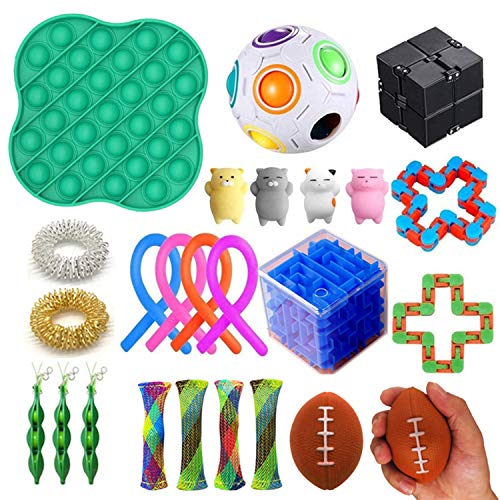 25 Pcs Sensory Fidget Toys Set Stress Relief Kits for Kids Adults, Anti-Anxiety Sensory Fidget Toys Set, Stress Relief Hand Cube for Autistic Kids color Anti-Stress Toys