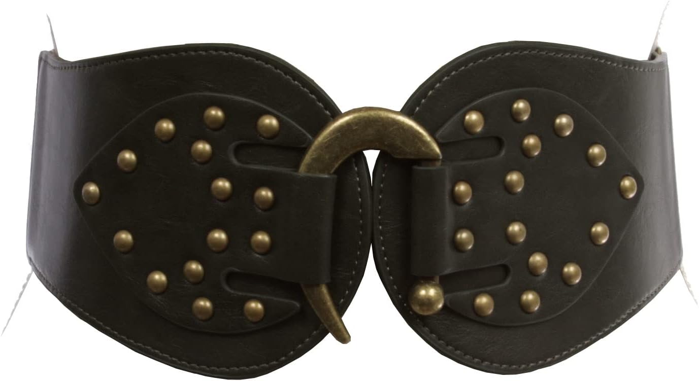 Beltiscool Women's 4" Wide High Waist Elastic Stretchy Studded Hook Belt