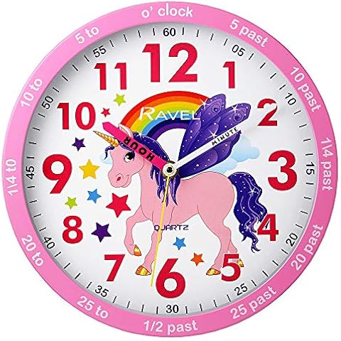 Ravel Reloj de pared para niños (25 cm), unicornio rosa Cover