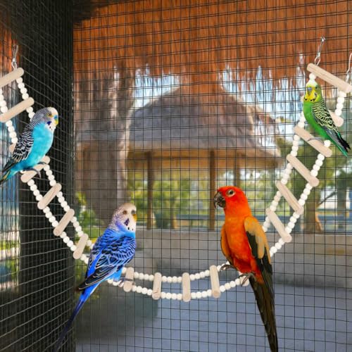 SIMENA Escada de escalada de madeira para pássaros e hamsters, brinquedos interativos de balanço e e