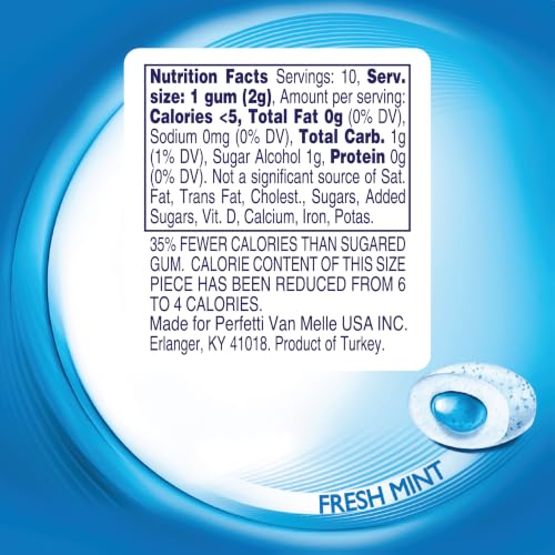 Image of Mentos Pure Fresh Sugar Free Gum, Fresh Mint, 10 Pieces (Pack of 10)