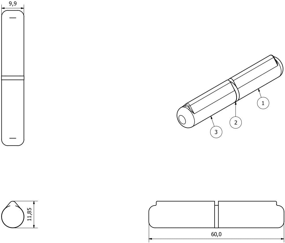 Lift Off Bullet Hinge Weld On Brass Bush 10x60mm Heavy Duty Door Hatch 4PK