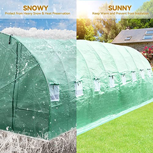 Yitahome 26X10X7Ft Greenhouse Large Heavy Dutyoutdoor Greenhouses Walk In Tunnel Green House Portable Plant Gardening Upgraded Galvanized Steel Frame Ropes Zipper Doors 9 Crossbars Garden #TOP5