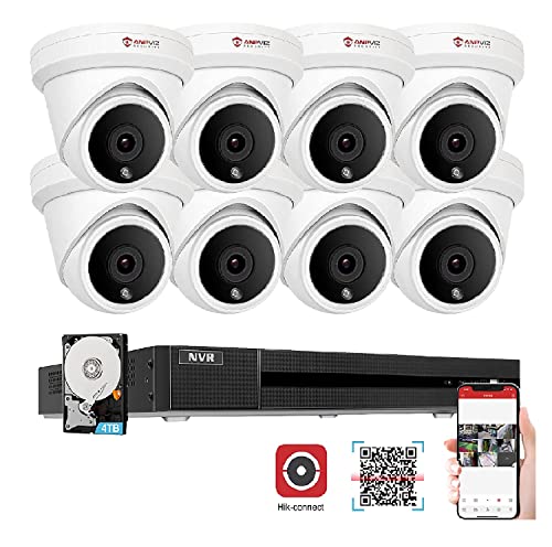 Anpviz 16CH 4K 8MP IP PoE Security Camera System, 16CH 4K H.265+ NVR with 4TB HDD, 8PCS 8MP IP PoE Cameras, 98ft Night Vision, Wide Angle Security System for 24 7 Recording, Outdoor Waterproof