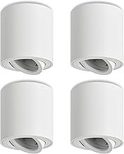 YindaLux 4 x White Ceiling Spotlights – Flat 30° Swivelling Spotlight with GU10-230V Socket LED Ceiling Spotlight – Aluminium Round Downlight Ceiling Light – Without GU10 Lamp