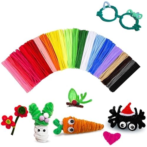 200 Pcs Pipe Cleaners Craft Bulk, 20 Colors Pipe Cleaner, Chenille Stems