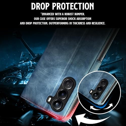 Image of WOW IMAGINE Shock Proof Flip Cover Back Case for 1+ OnePlus Nord CE 6 Lite 5G (Magnetic Button Flip Case | Wallet Pockets & Stand | Leather Finish | Aquamarine)