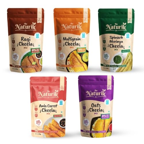 The Naturik Co Chilla Mix Combo 200g (Pack of 5), Ready to Cook M...