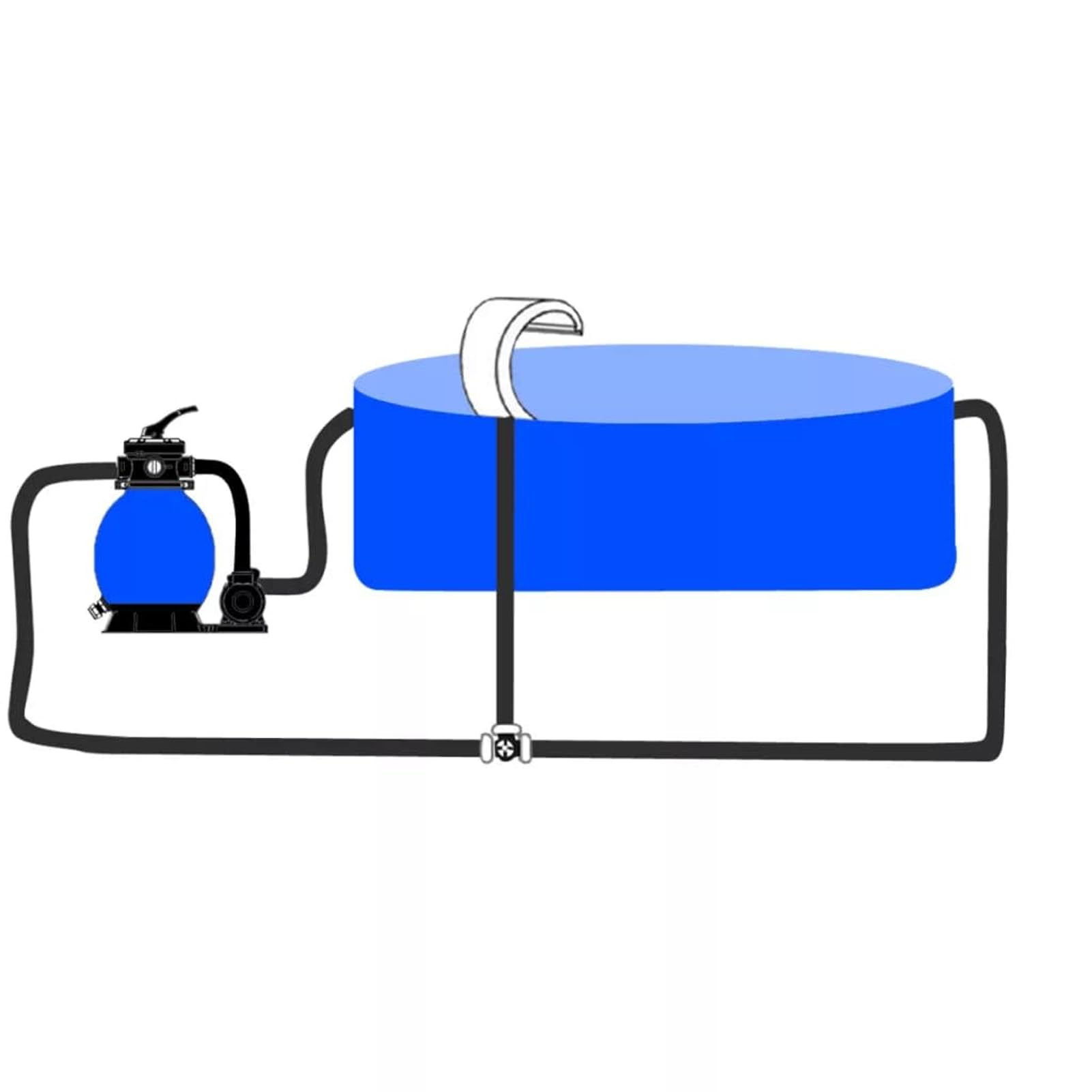 Homgoday Cascata per Piscina con LED in Acciaio Inossidabile, Fontana Decorativa per Laghetto o Piscina, IP68, 15 LED Bianchi, 2m Tubo PVC, 220-240V