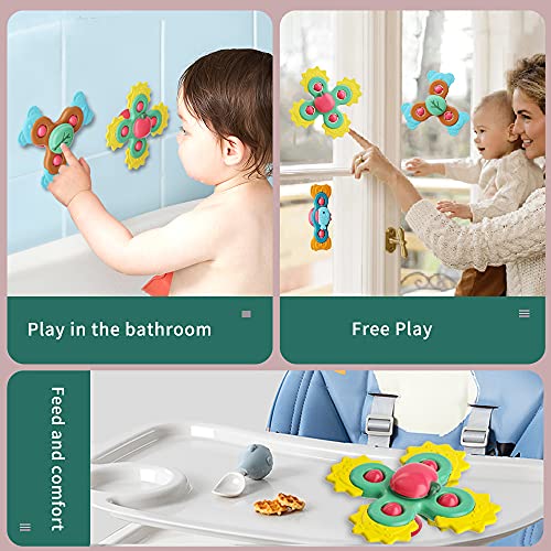 Eners 3Pcs Sucker Top Toy,Baby Spinning Suction Cup Sensory Toys,Top Sensory Toy For Babies 12-18 Months ,Teething Toys,Bath Toy Suitable For Children Aged 1-4 thumb #1