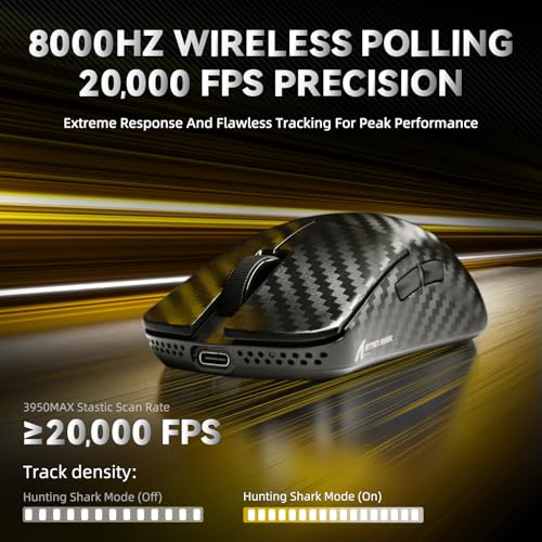 Image of ATTACK SHARK R11Ultra 8K Carbon Fiber Wireless Gaming Mouse-Black Wave+Tape | 42000 DPI-PAW3950 MAX Sensor-49g Lightweight,Nordic 52840 MCU Chip,Wired /BT /2.4Ghz Programmable,RGB Coiled Cable for PC Mac