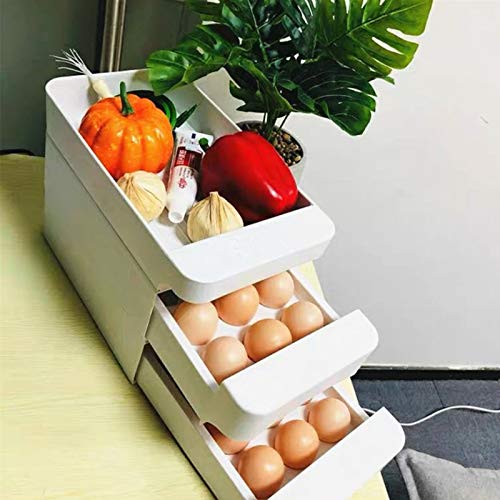 Hershuing 3-Layer Egg Holder for Refrigerator, 30 Grid Egg Drawer & Egg Tray, Household Egg Fresh Storage Box for Fridge, Chicken Egg Storage Container - Thumbnail 3