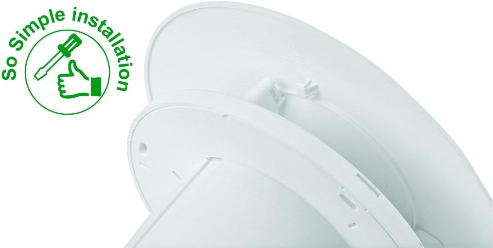 Close-up of the Xpelair C4HTR fan showing 'So Simple installation' with a screwdriver icon