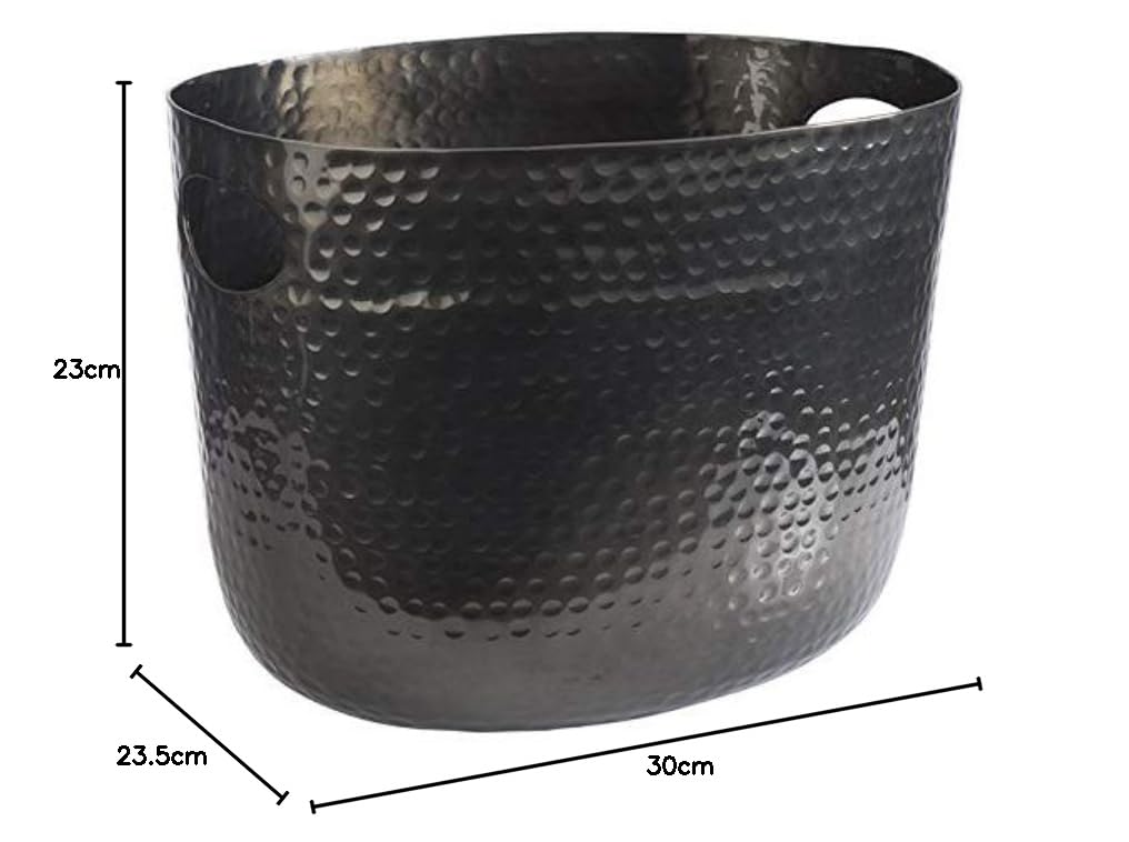APS 36112 Seau à vin/à champagne, 30 x 23,5 cm, H : 23 cm, aluminium, look gunmetal, surface martelée