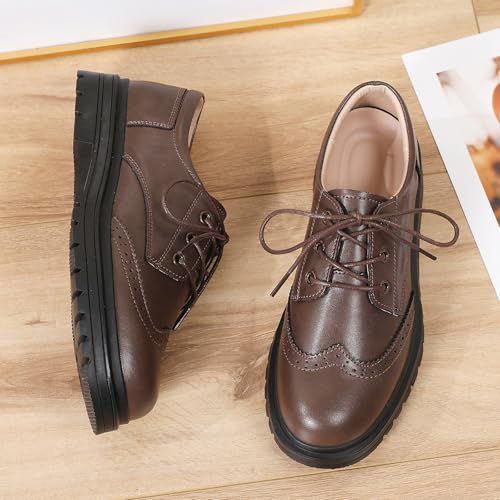 Image of Women's Oxford Shoes Classic Brogue-Style Platform Casual School Dress Shoes