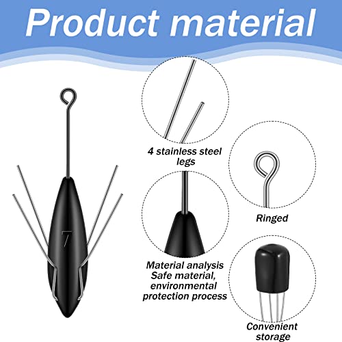 5 Pcs Sputnik Sinker Fishing Equipment Long Tail Fishing Weights Saltwater Surf Casting Sinkers Catfish Beach Spider Weights For Ocean Sea Sand, 3 Oz 4 Oz 5 Oz 6 Oz And 7 Oz (Black) #TOP2